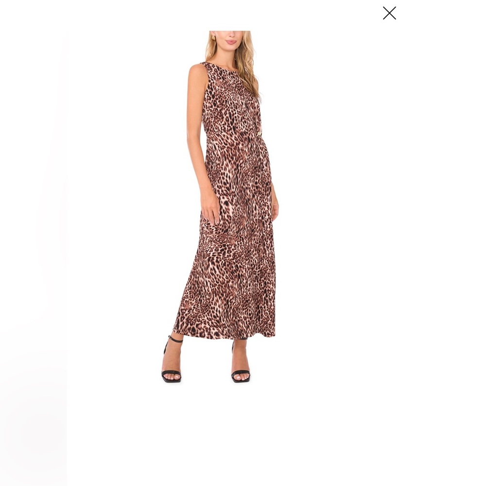 Vince Camuto Women's Crewneck Animal-Print Gathered Twist Dress